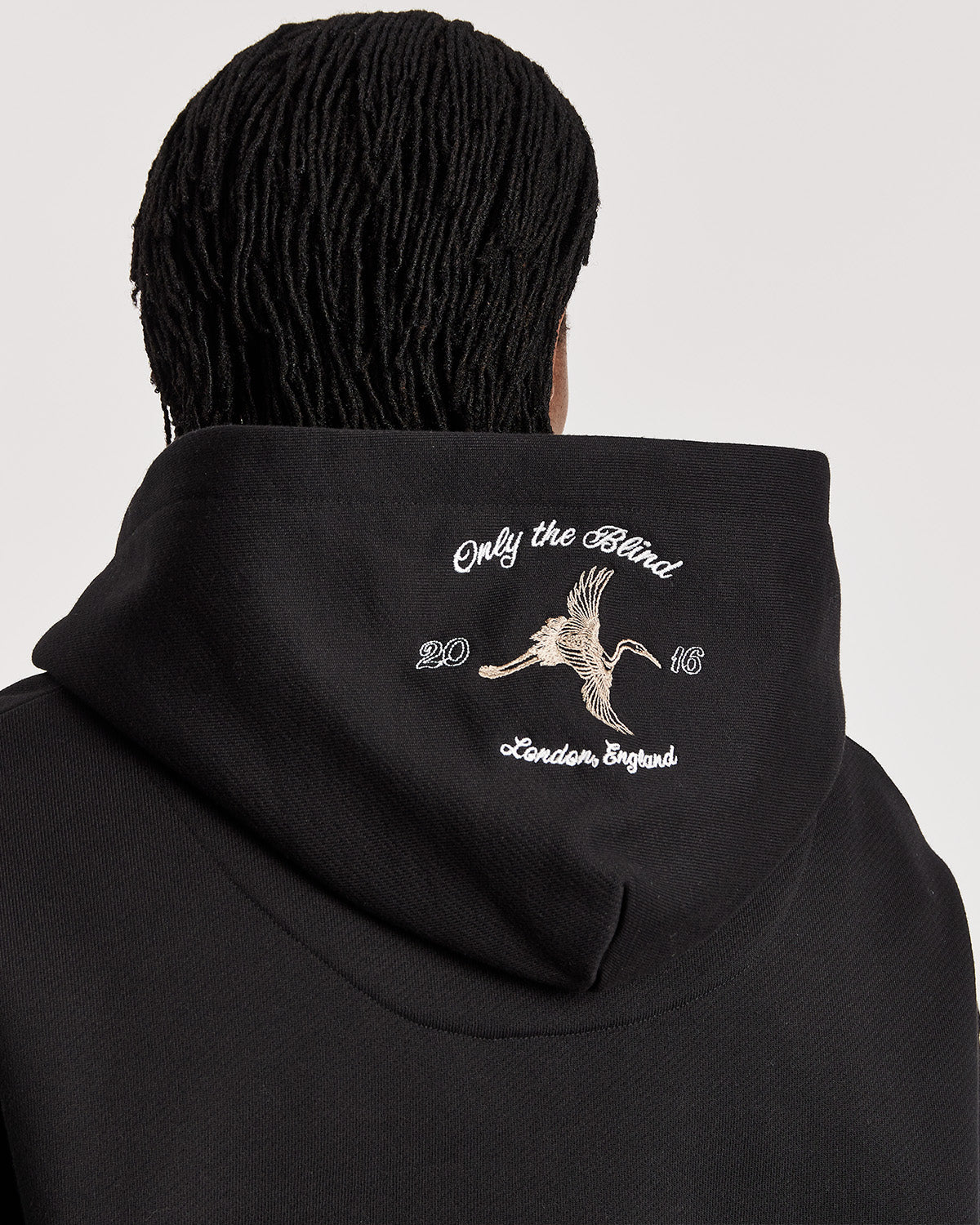 CRANE EMBROIDERED HOOD